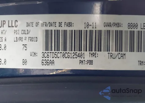 2012 Ram 2500 St from USA, damaged, VIN 3C6TD5CT0CG125401